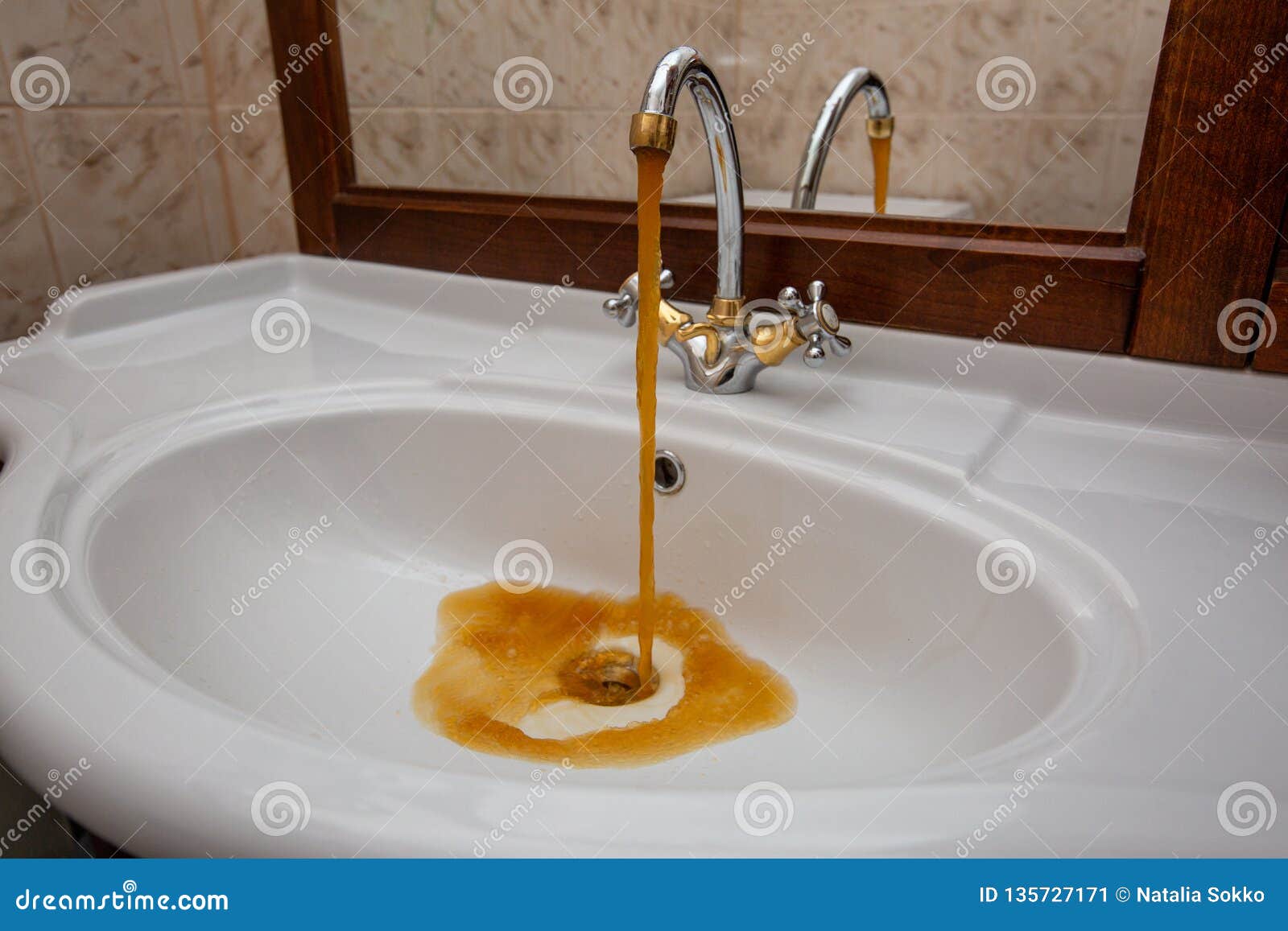 Dirty Water Flows from the Faucet Stock Image Image of care, color 135727171