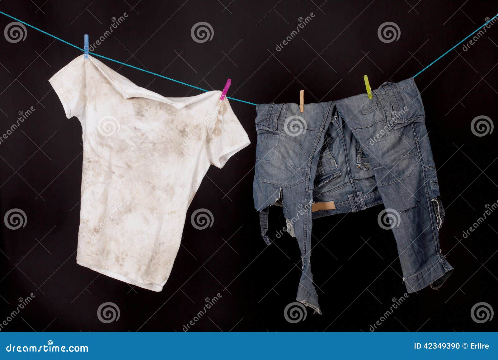 Dirty shirt and trousers stock photo. Image of wind, laundry - 42349390