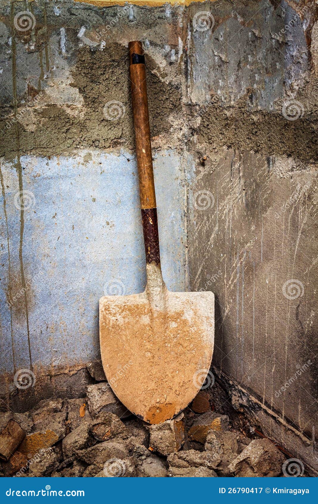 Dirty Shovel in the Corner of an Old Wall Stock Image Image of concrete, mason 26790417