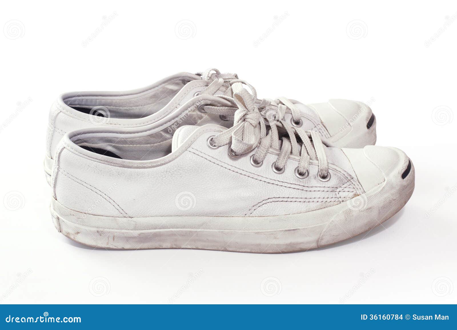 Dirty Sneakers In White_sideway Stock Images - Image: 36160784
