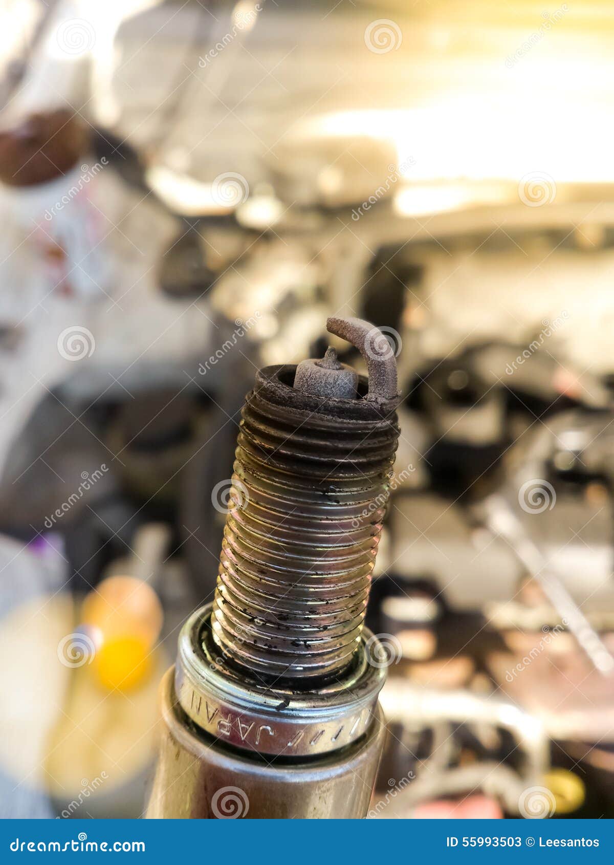 Dirty Spark Plug from an Import Car Stock Image Image of automotive