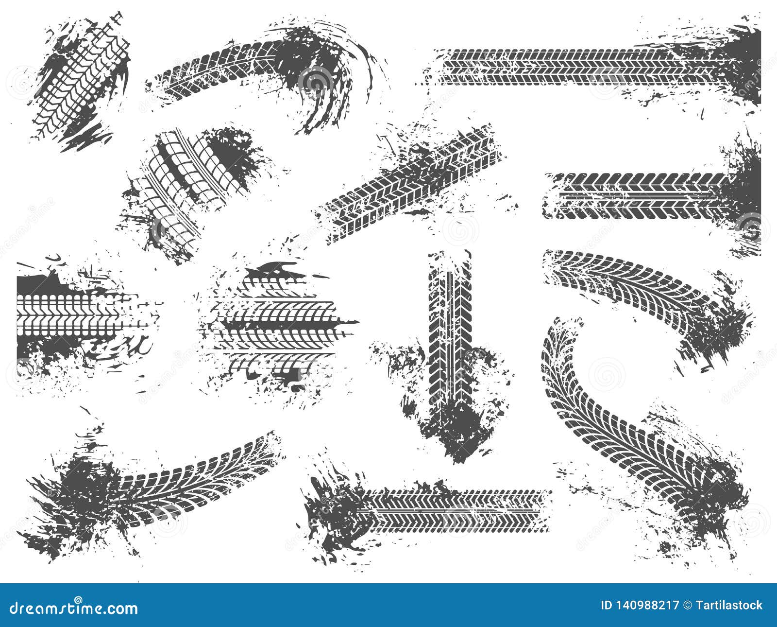 dirty tire tracks. grunge motor race track, wheel tires protector pattern and dirt wheels imprint texture 