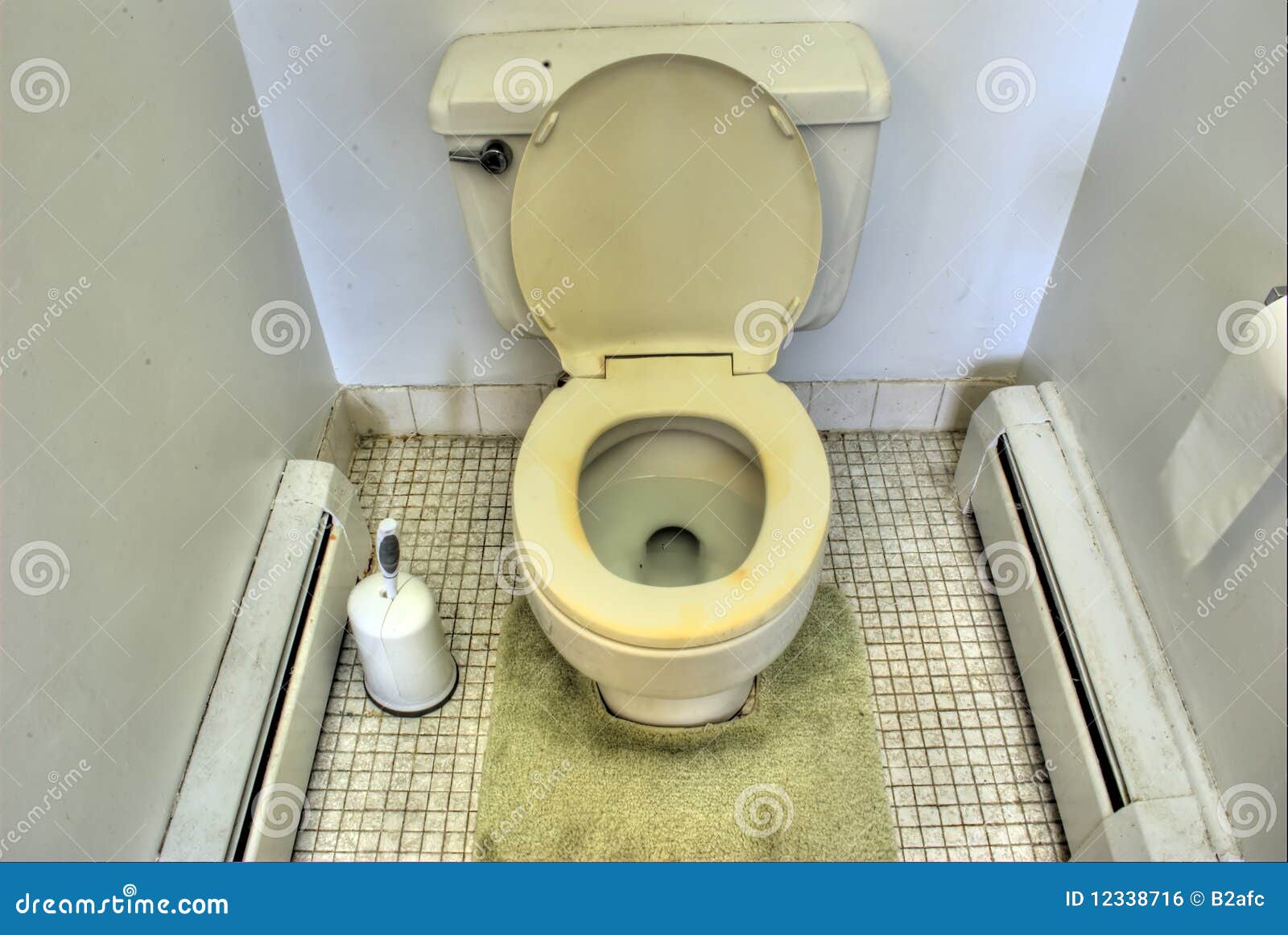 Dirty Toilet Close Up. Unwashed Public Toilet RoyaltyFree Stock Photo