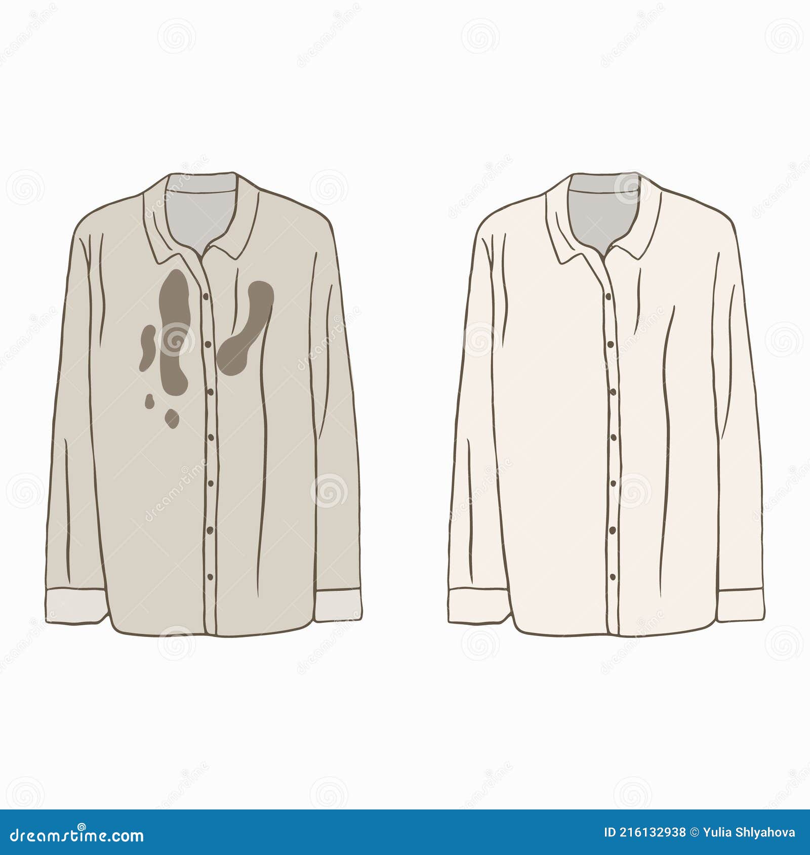 Dirty Unkempt Dress Shirt with Stains and Neat Clean Clothes Stock Vector -  Illustration of industrial, cartoon: 216132938