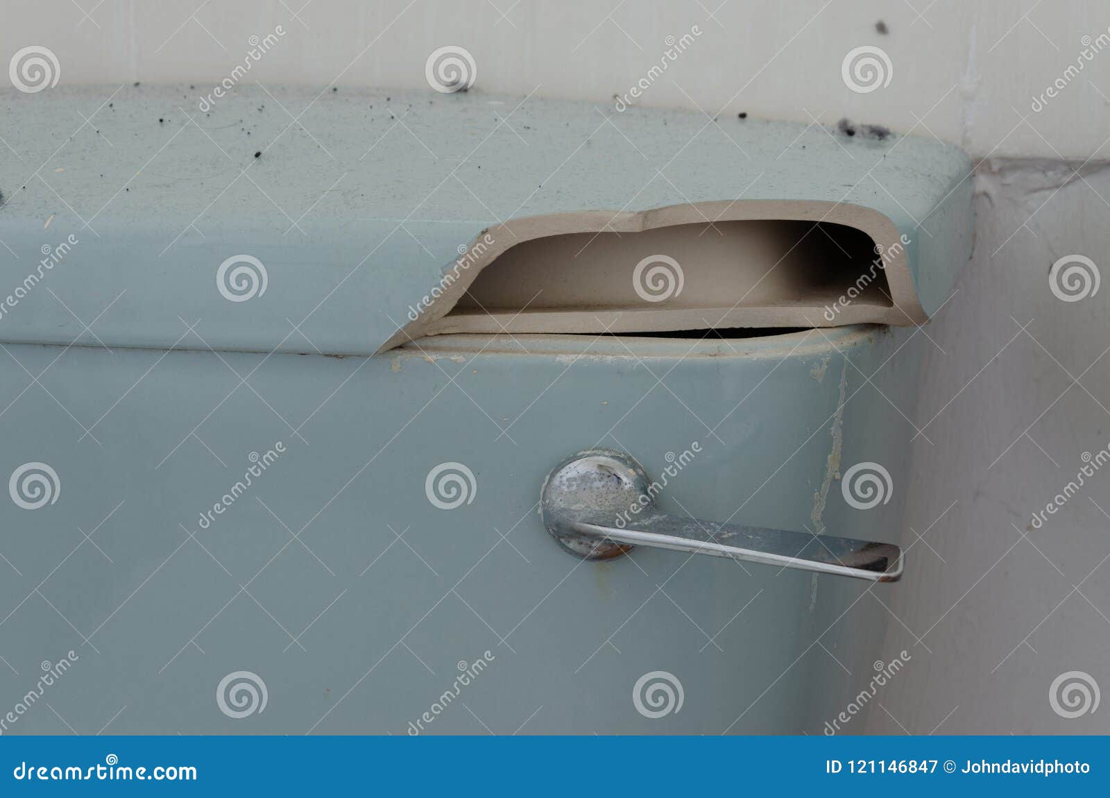 Dirty WC Cistern with a Broken Lid Stock Image Image of tank, damaged