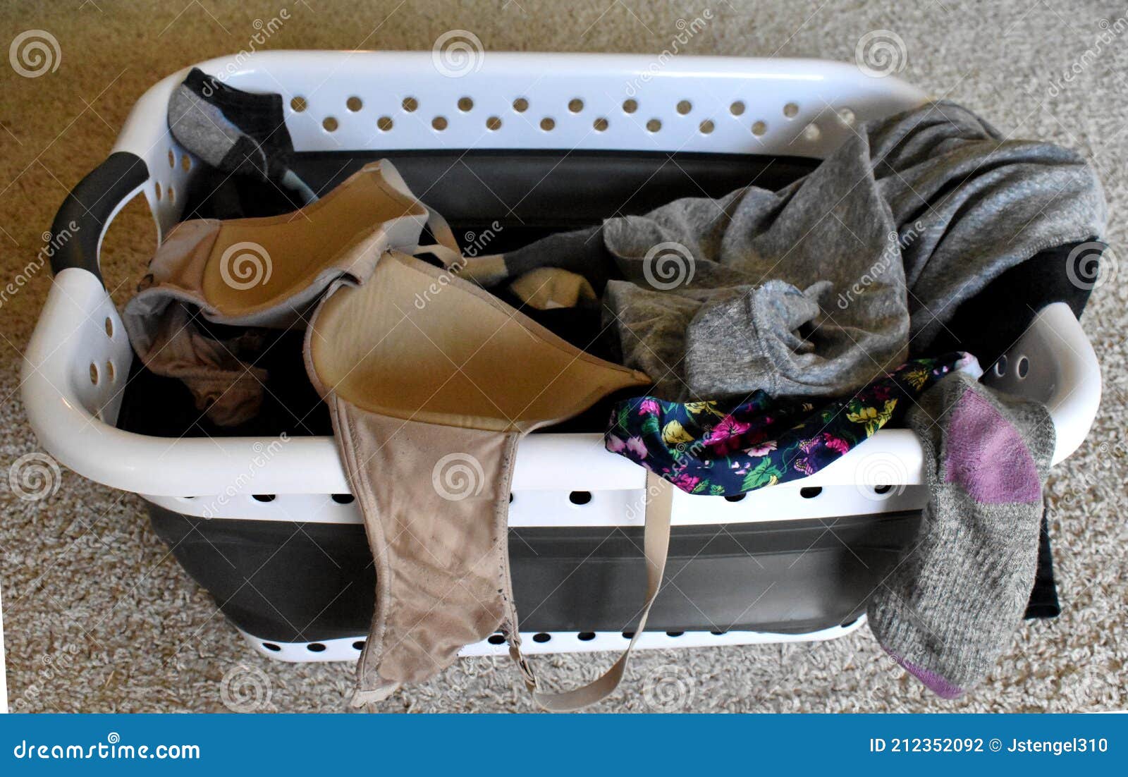 Dirty Women`s Laundry in Basket Stock Photo - Image of fabric, laundry:  212352092