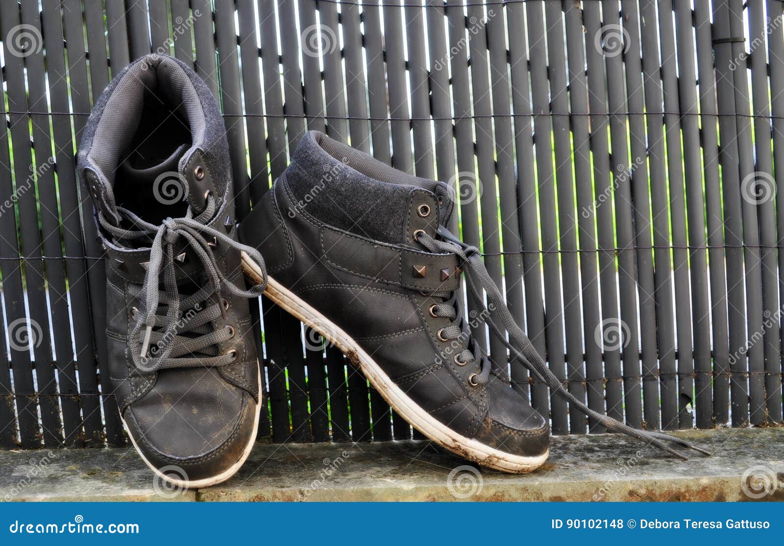 Dirty worker`s shoes stock photo. Image of full, sport - 90102148