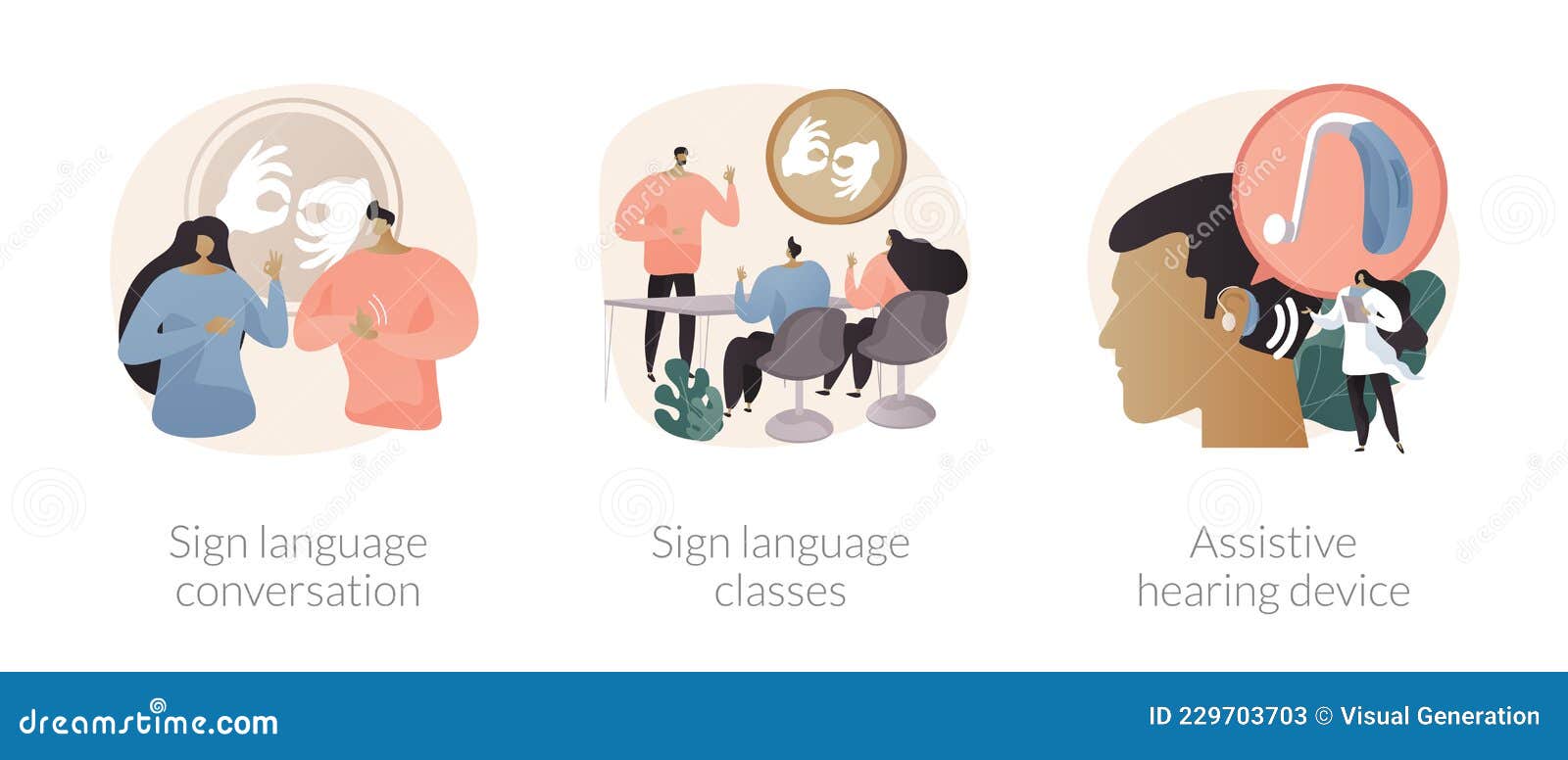 Disability Communication Abstract Concept Vector Illustrations. Stock