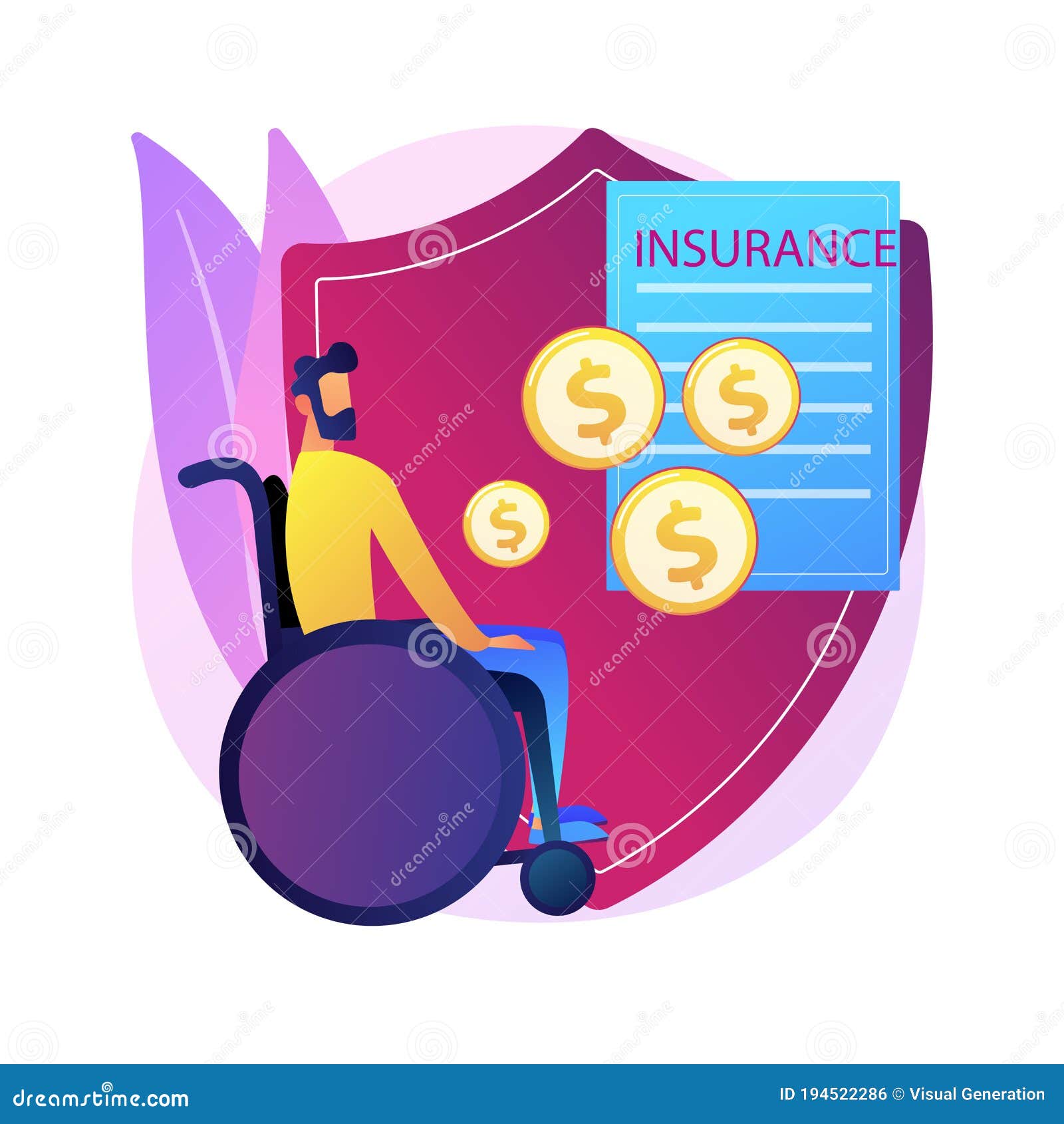 Disability Insurance Abstract Concept Vector Illustration. Stock Vector