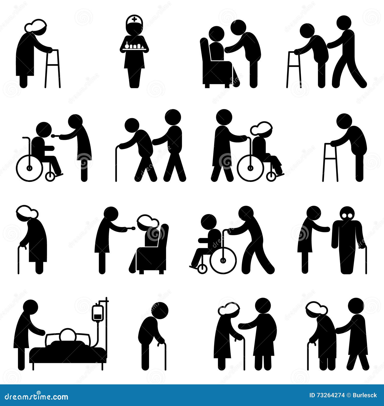 disability people nursing and disabled health care icons