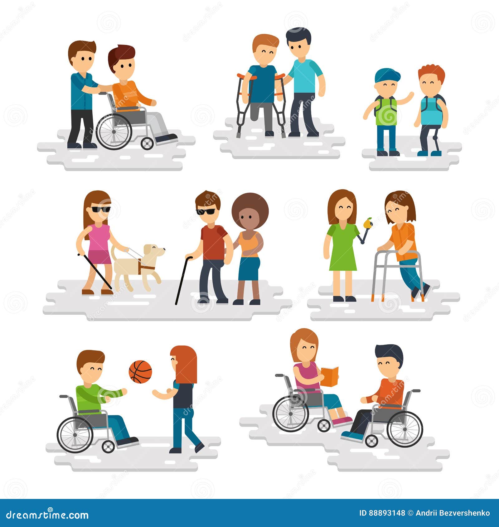 Disabled people technology set Royalty Free Vector Image