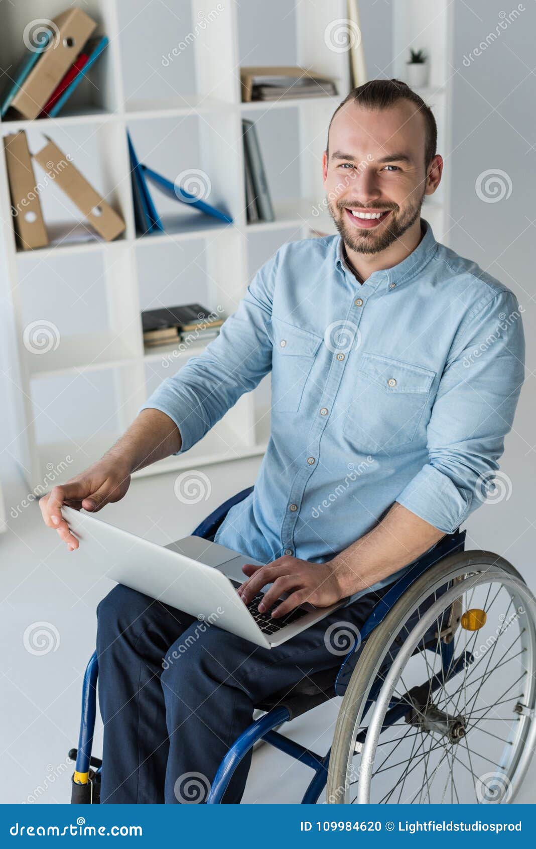 Disabled Businessman Using Laptop Stock Photo - Image of disability ...