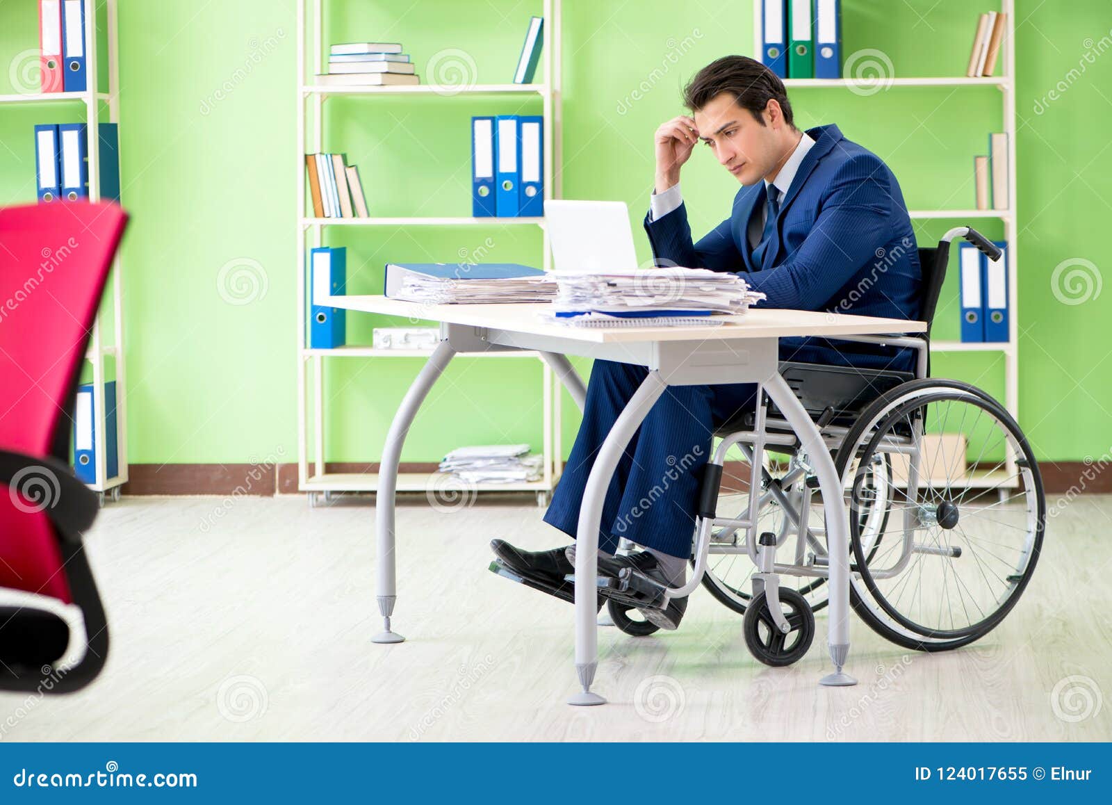 The Disabled Businessman Working in the Office Stock Image Image of
