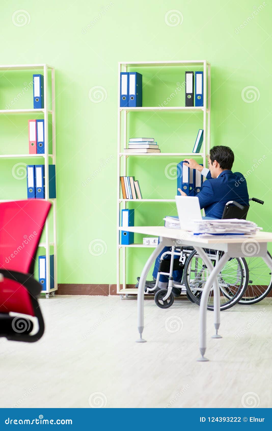 The Disabled Businessman Working in the Office Stock Photo Image of