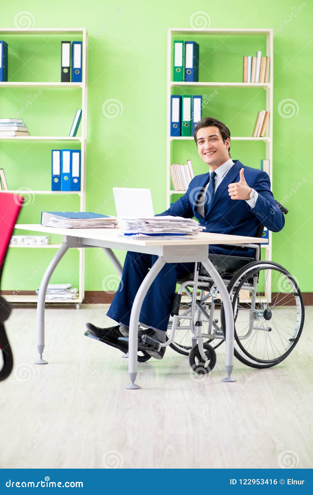 The Disabled Businessman Working in the Office Stock Photo Image of
