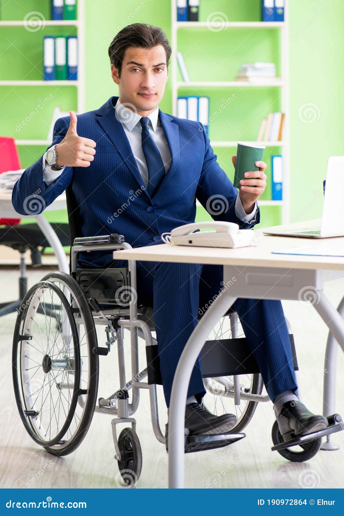Disabled Businessman Working in the Office Stock Photo Image of