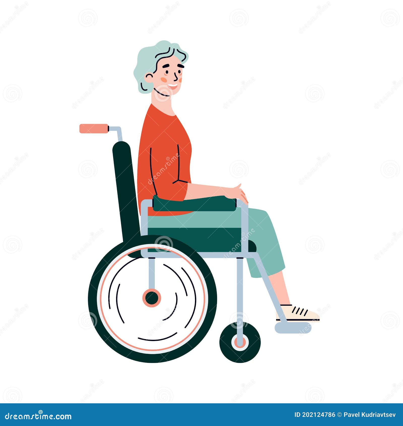 Disabled Elderly Woman in Wheelchair Flat Cartoon Vector Illustration ...