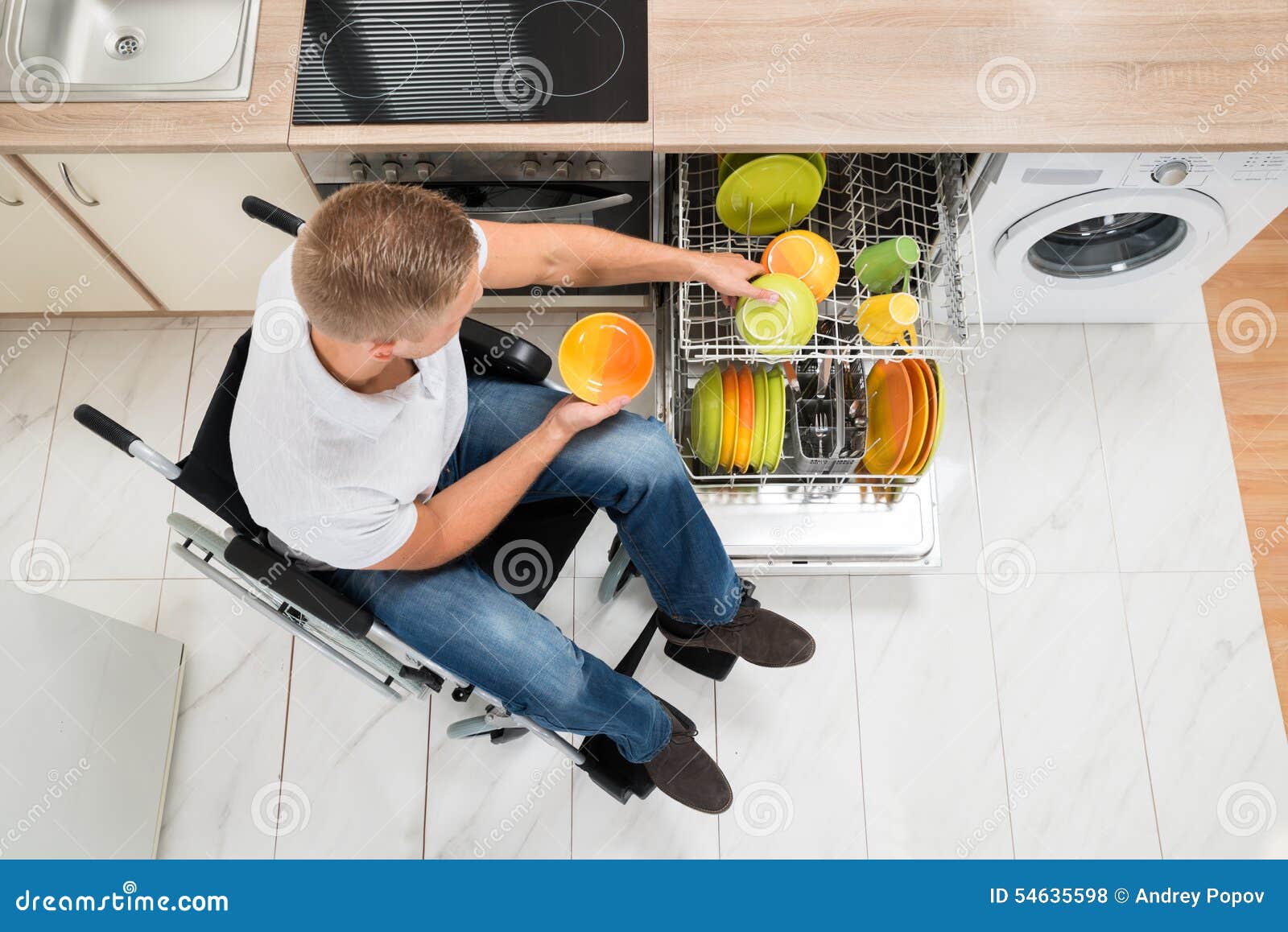 Disabled man in kitchen stock photo. Image of arrangement 54635598