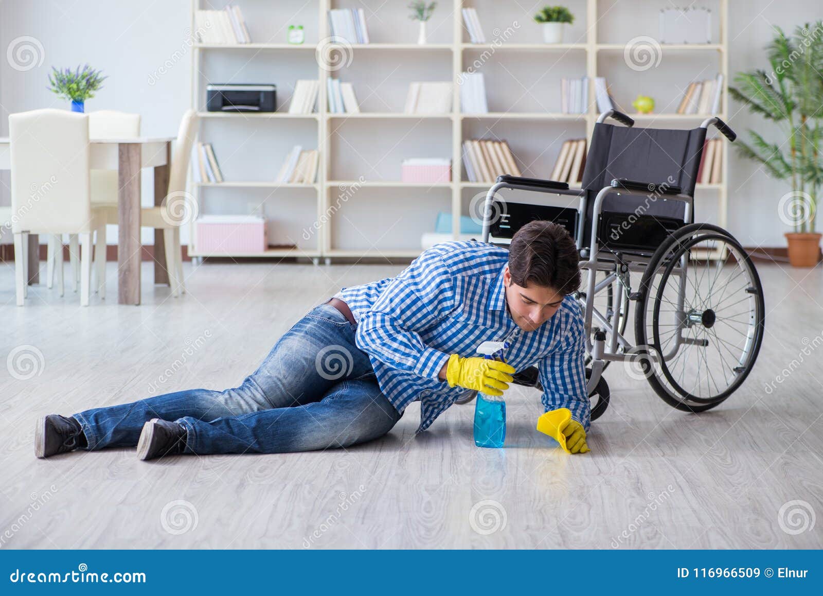 The Disabled Man on Wheelchair Cleaning Home Stock Image Image of opportunities, cleaning