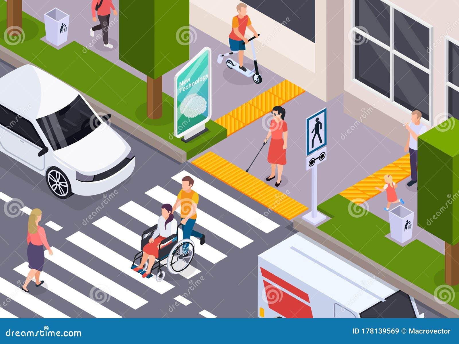Premium Vector  Technologies for disabled horizontal web site banner with handicapped  people using smart gadgets while crossing road 3d isometric vector  illustration