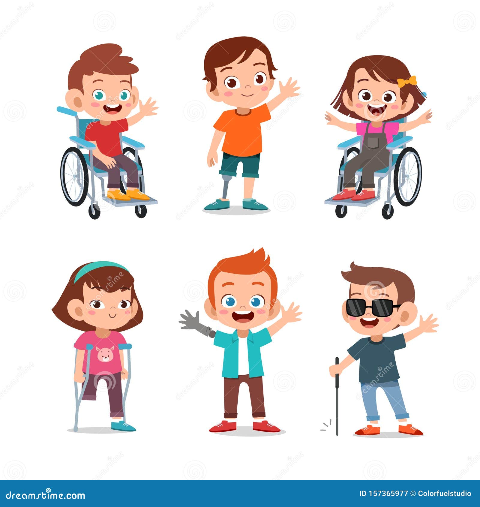 Disabled People Kids Vector Illustration Stock Illustration - Illustration  of handicap, cartoon: 157365977