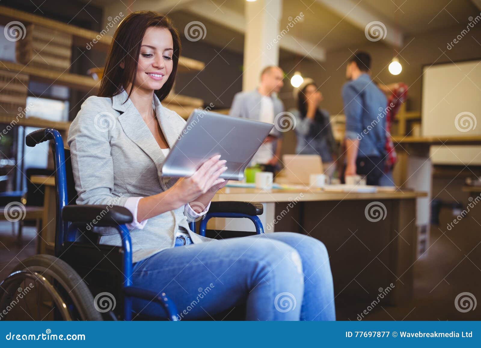 Disabled Young Businesswoman Using Digital Tablet Stock Image Image