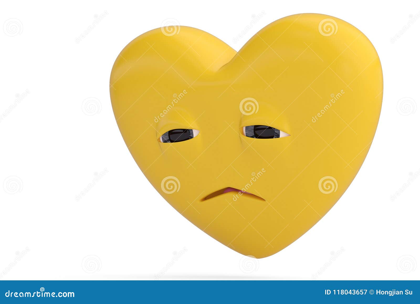 Disappointed Face Heart Emoticon with Heart Emoji.3D Illustrati ...