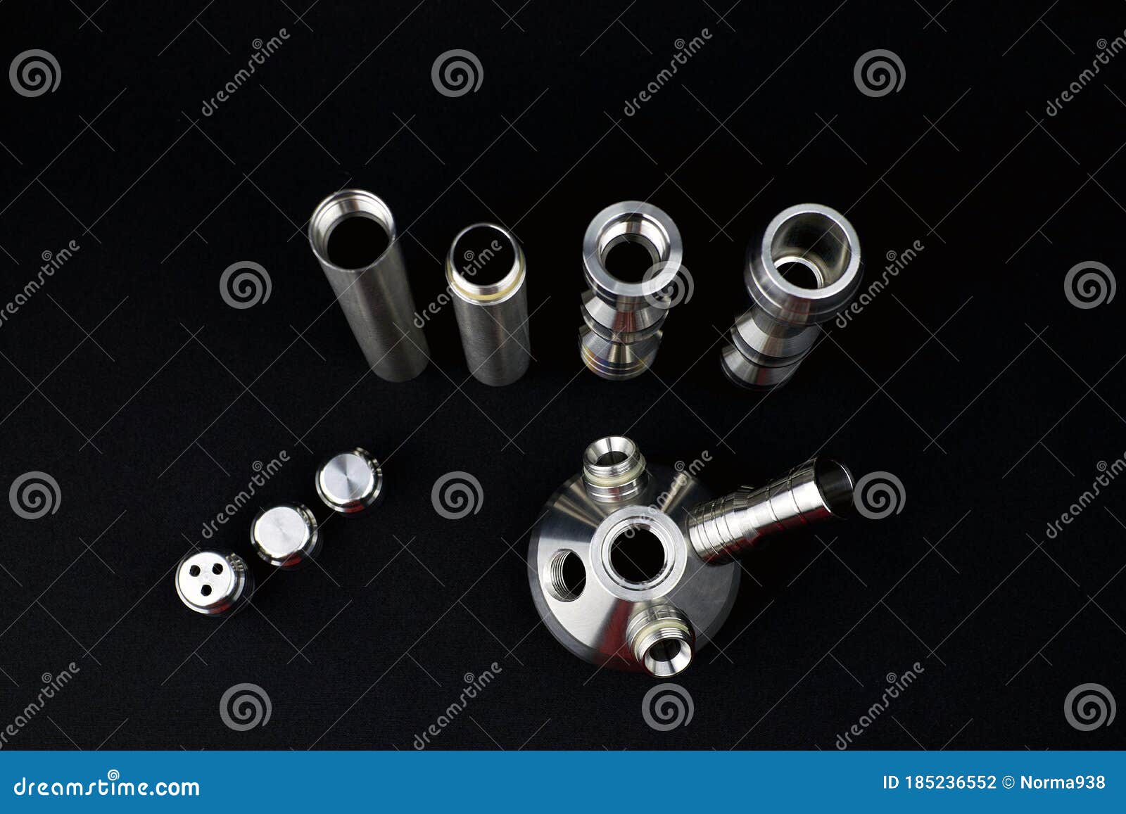 disassemble hookah shaft made of stainless steel. various components of the hookah shaft