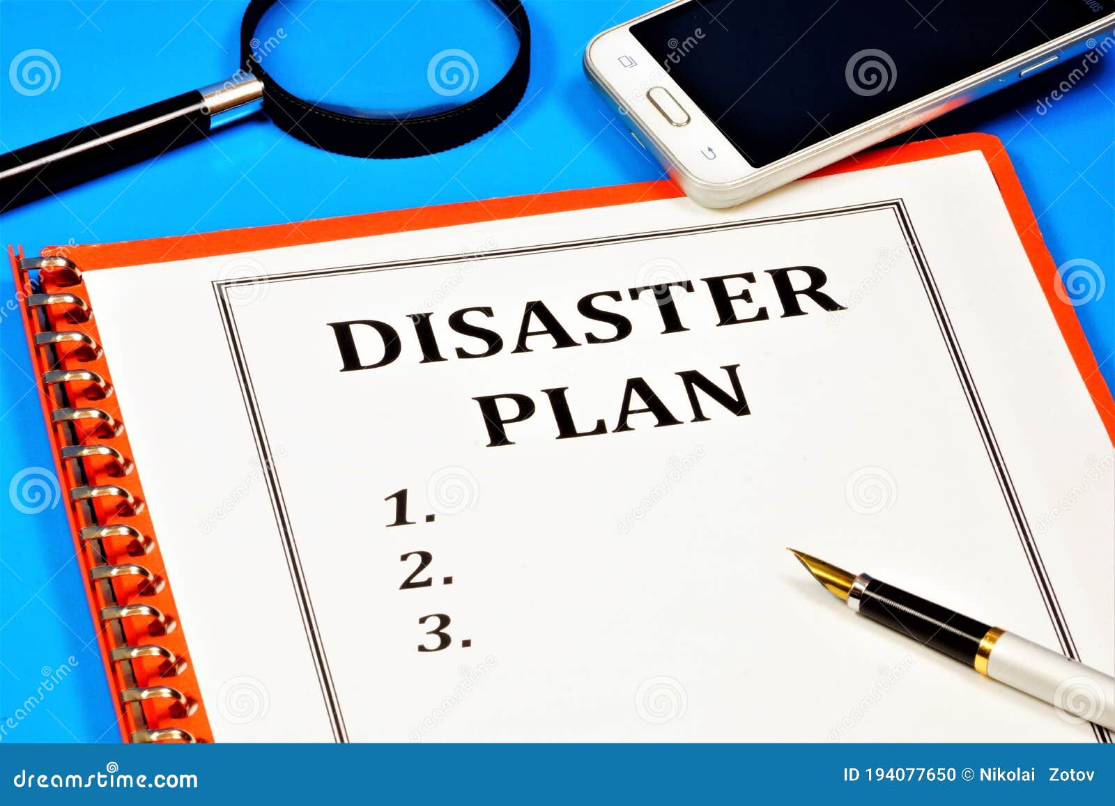 Disaster Plan-text Inscription on the Form on the Folder. Stock Photo ...