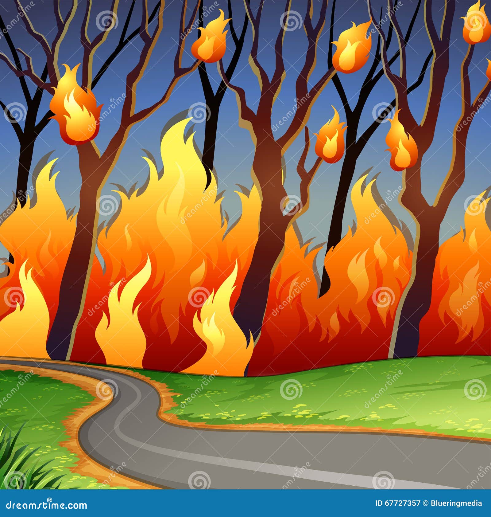 Disaster Scene Of Forest Fire Stock Vector - Image: 67727357