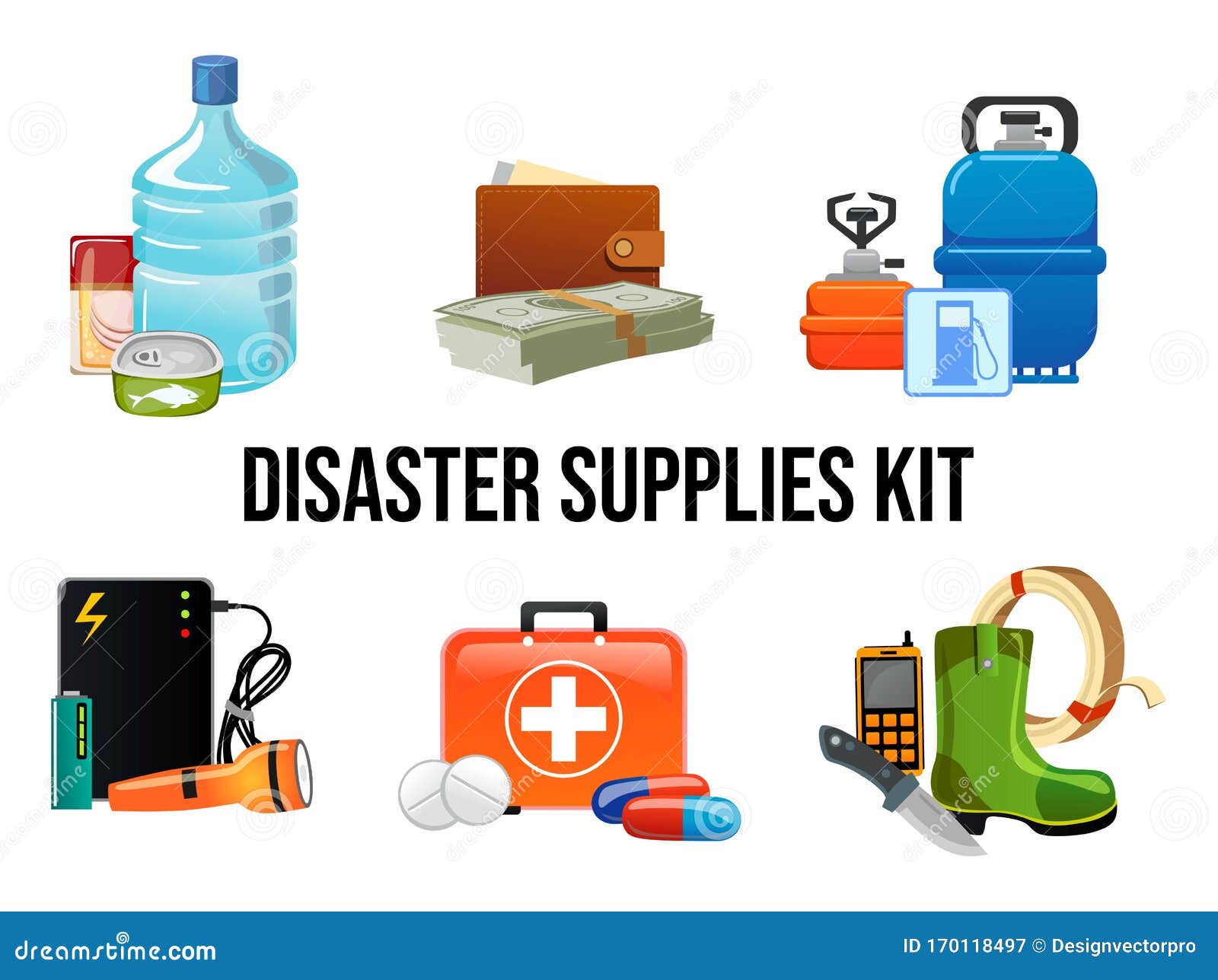 Free Vector  Emergency survival kit with flat design