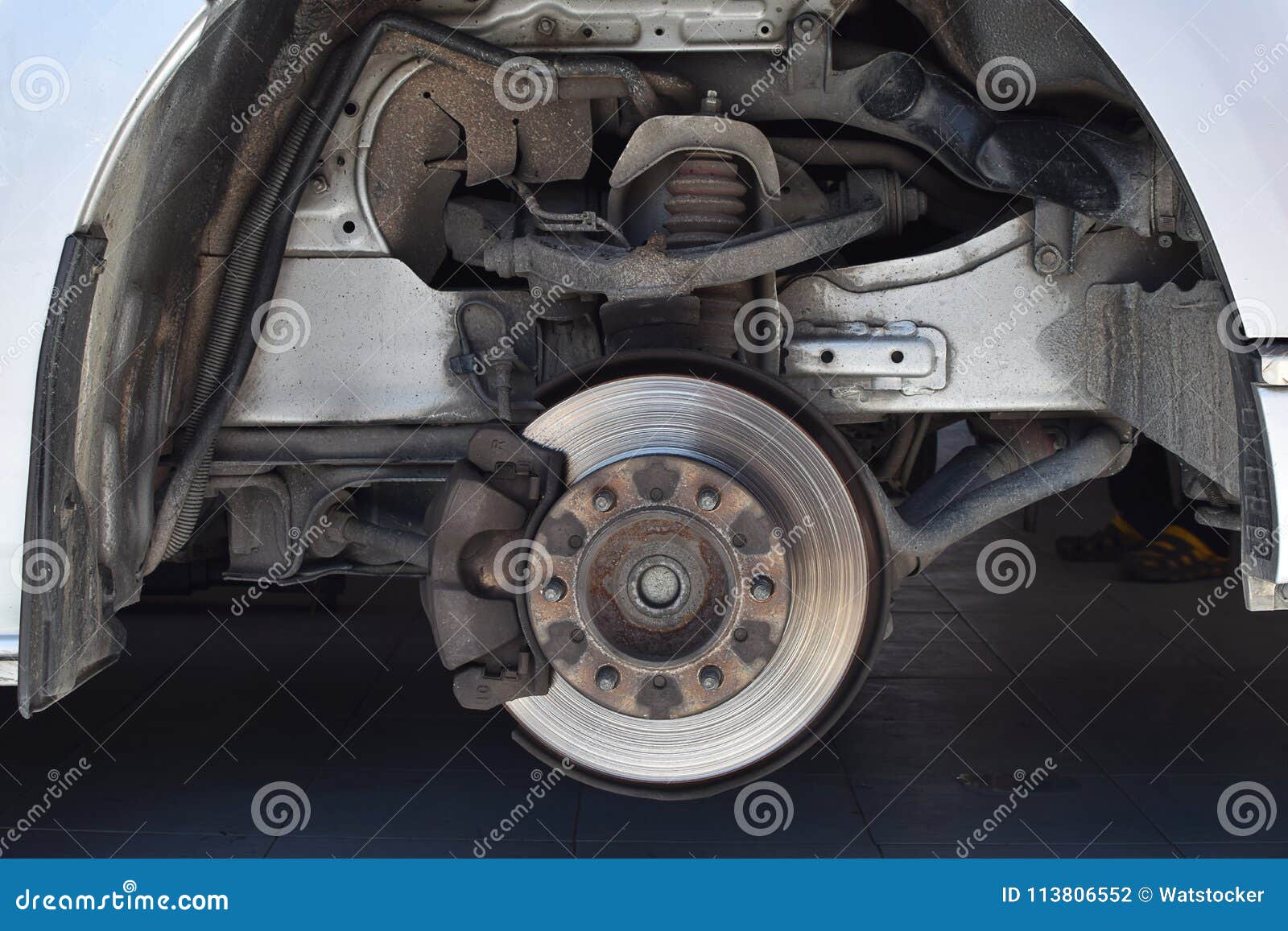 Disc Brake on Car, Mechanic Changing a Wheel Stock Photo Image of