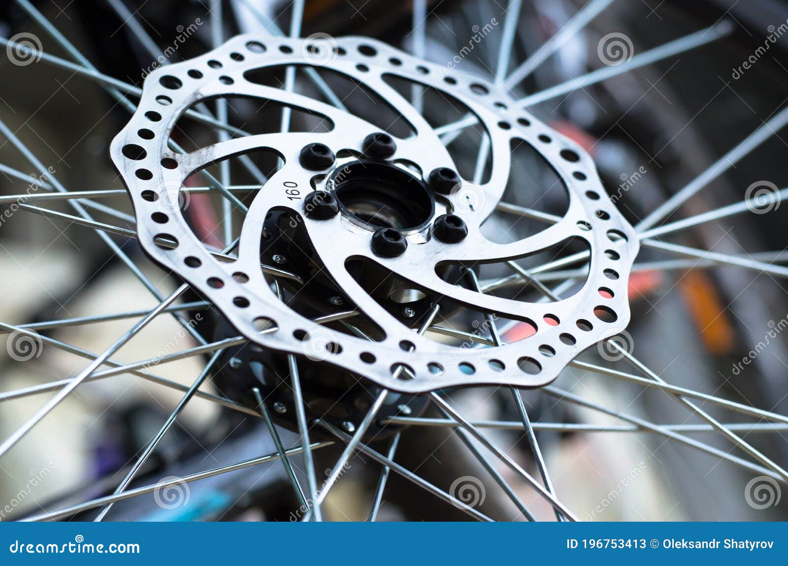 Disc Brake of a Front Bicycle Wheel Closeup Stock Image Image of