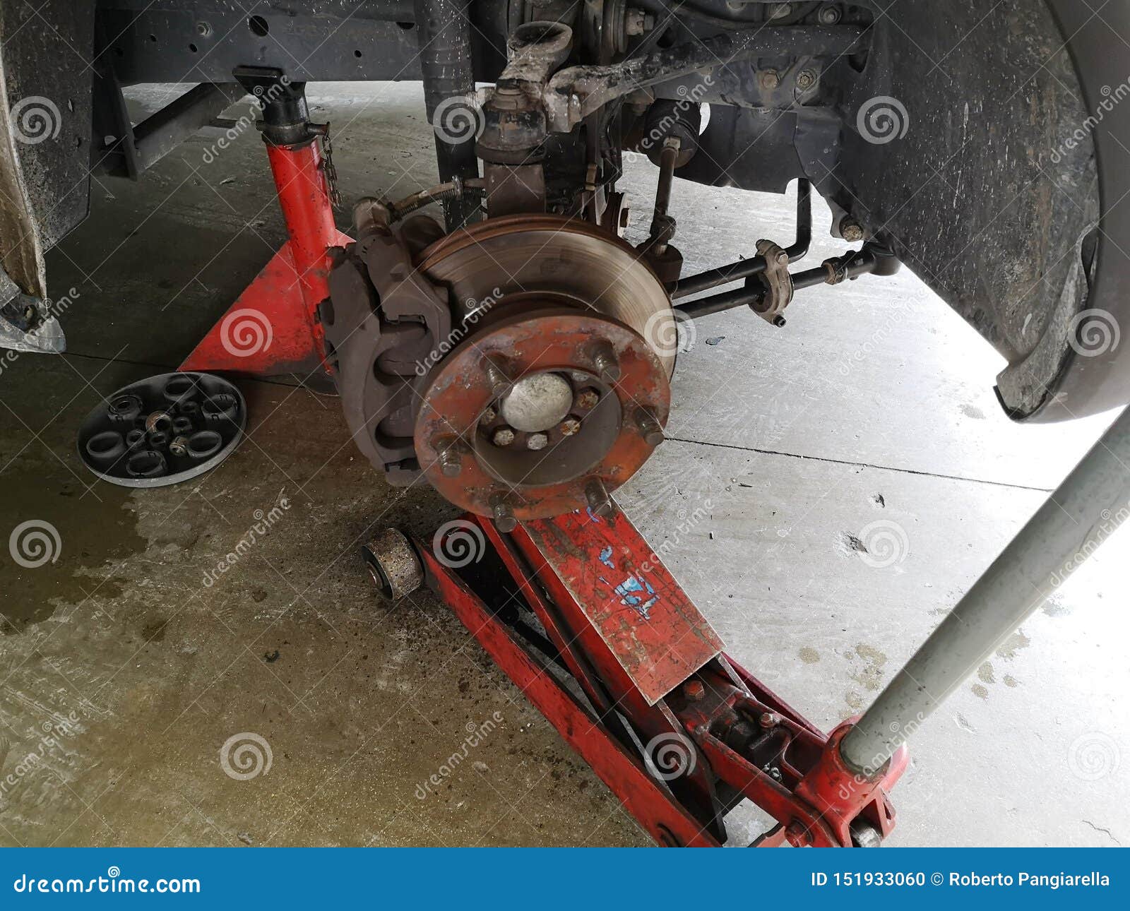 Disc Brake Replacement of Old Truck Stock Photo Image of mechanic, repair 151933060