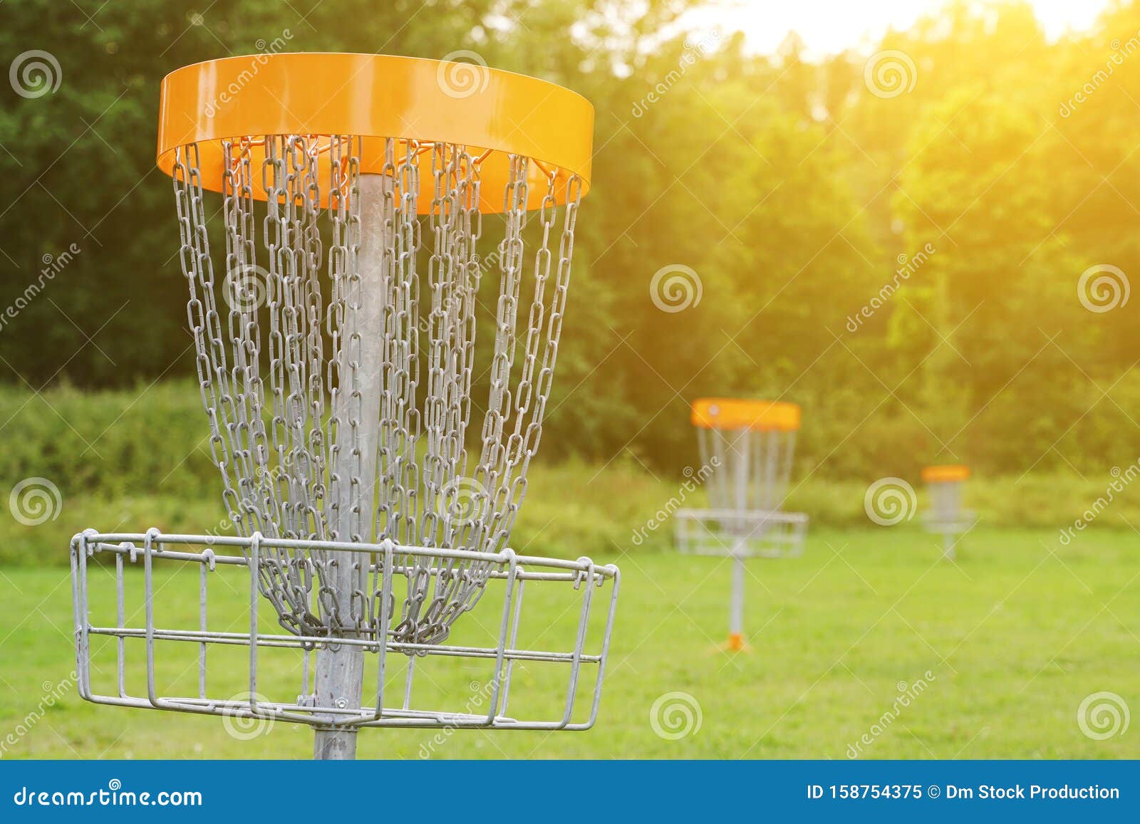 Disc golf basket. stock image. Image of chain, golfing 158754375