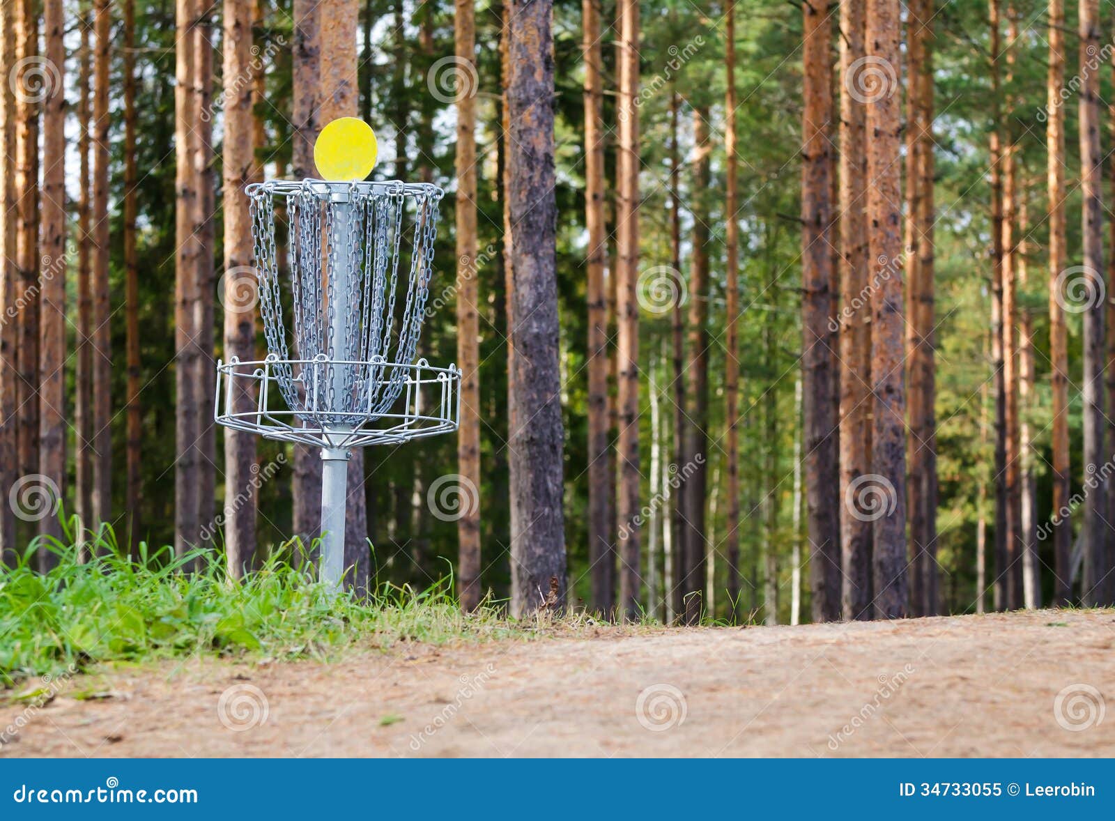 Disc golf hole stock image. Image of trees, grass, recreational 34733055