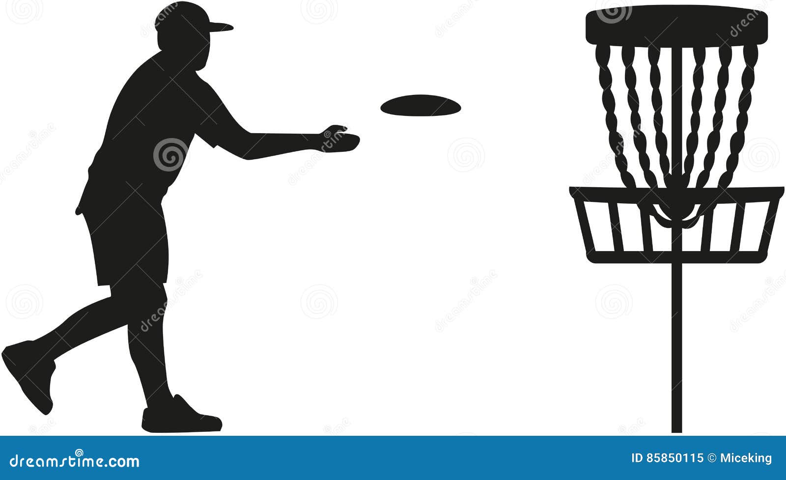 Disc Golf Player Throwing a Disc in the Basket Stock Vector