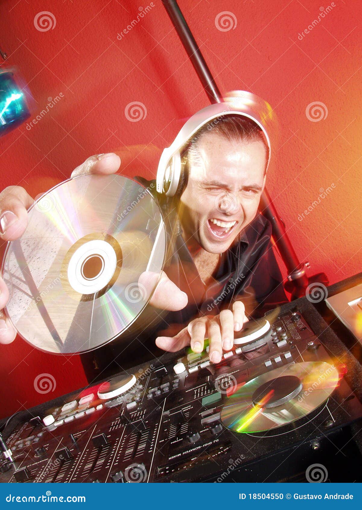 Disc Jockey at work. stock photo. Image of 18504550