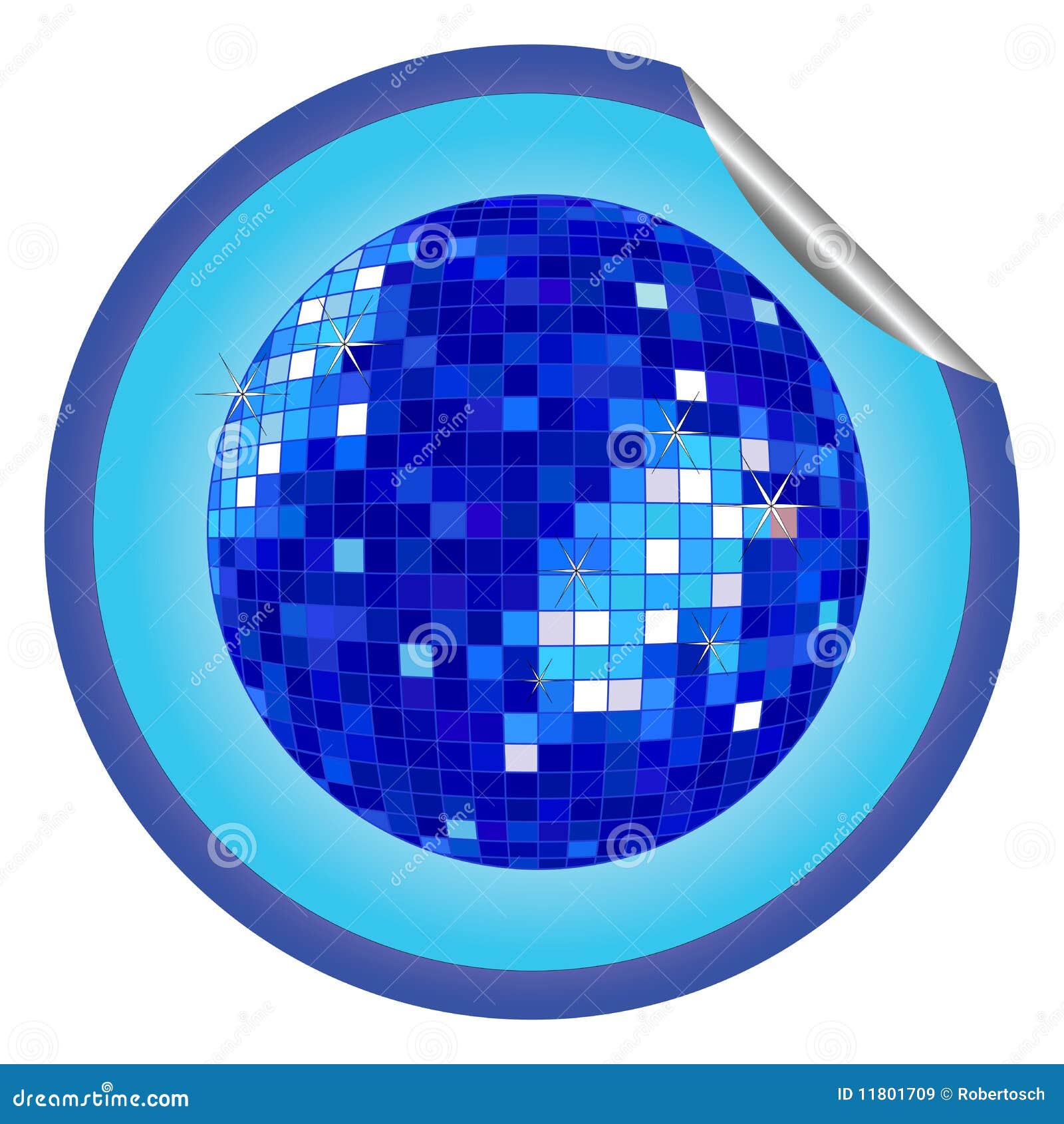 Sticker disco ball isolated on white 
