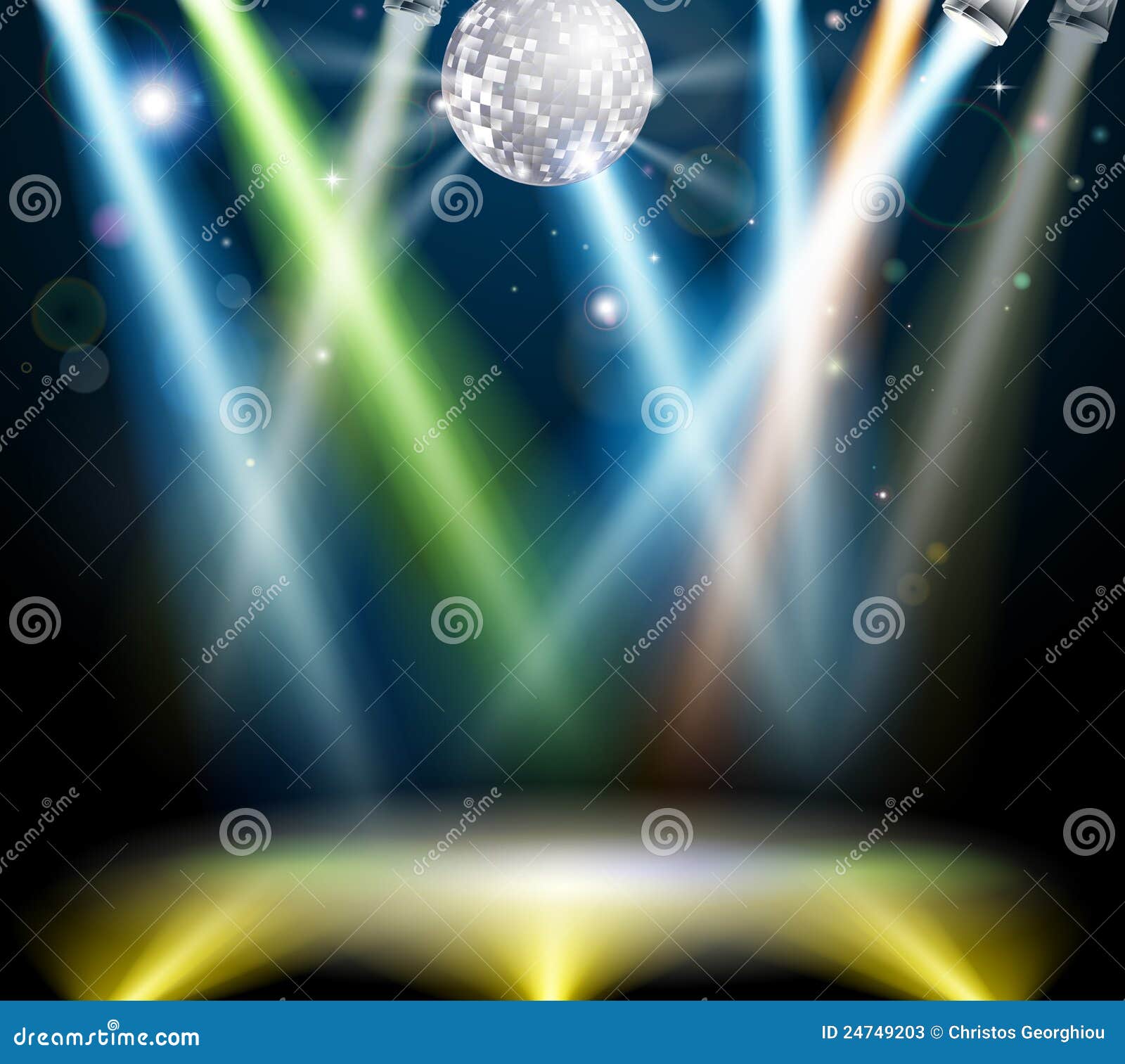 Disco on dance floor. Flower spots on floor. Color music indoors. 16786102  Stock Photo at Vecteezy