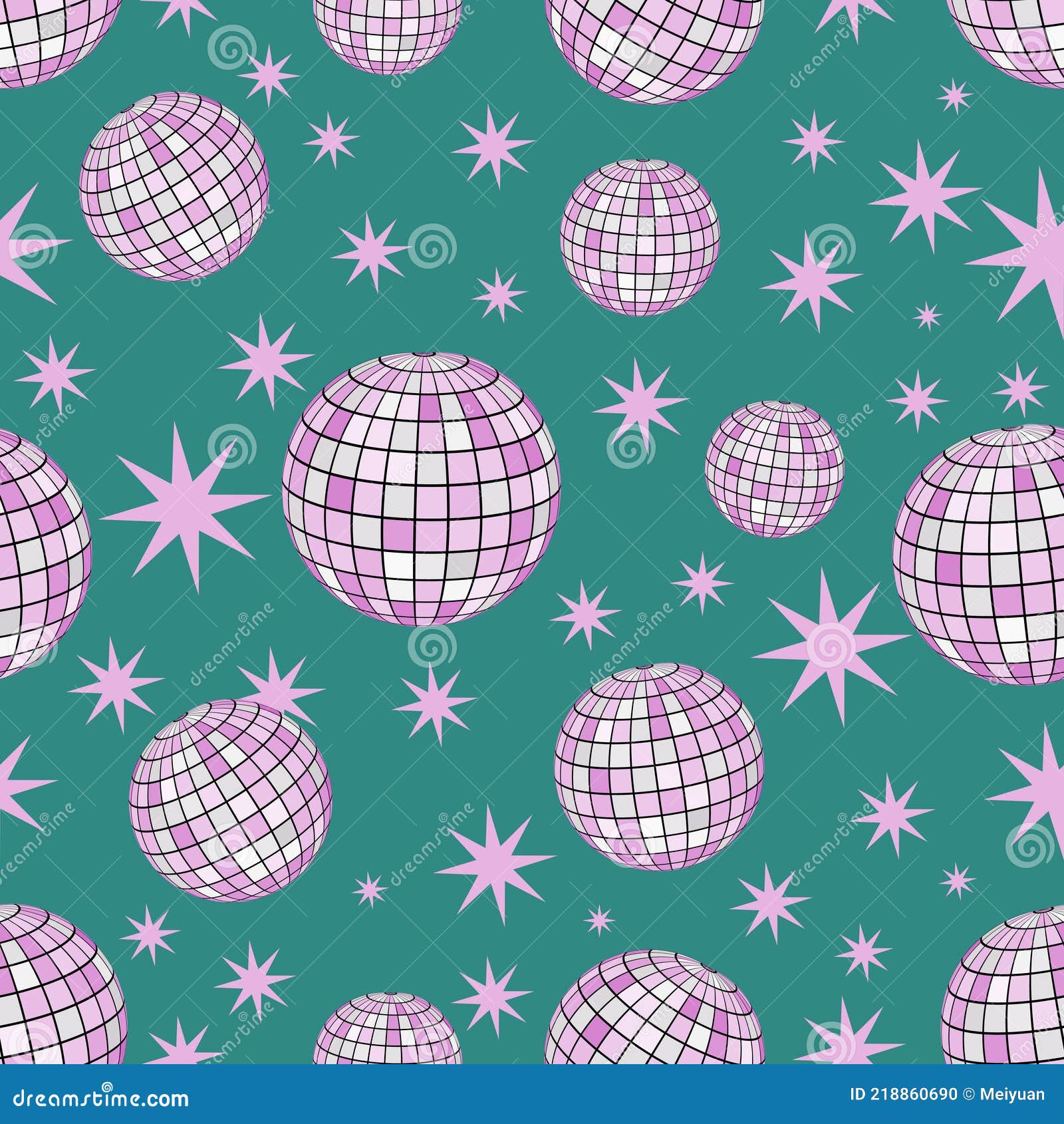 Disco Ball Seamless Patterns for Design. Stylish Pattern with