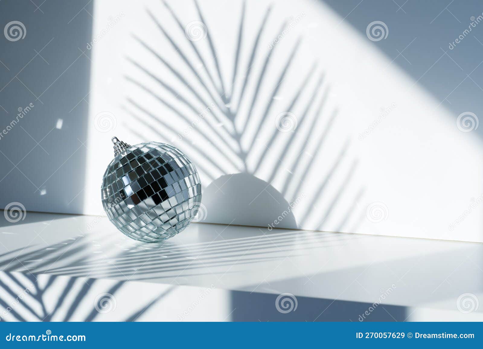 Disco Ball in Sunlight on White Background Stock Image Image of
