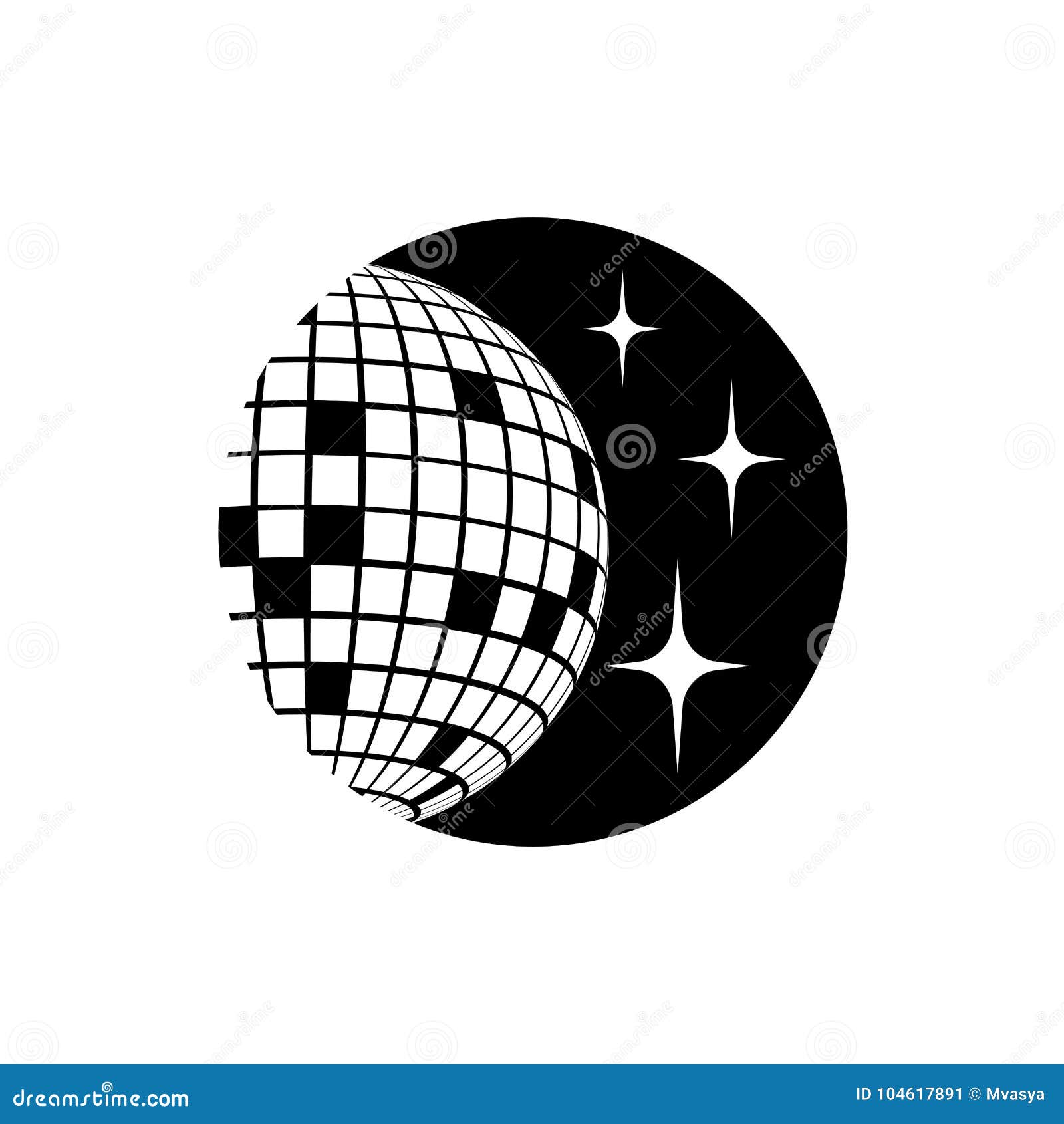 Disco ball Vector icon stock vector. Illustration of nightclub - 104617891