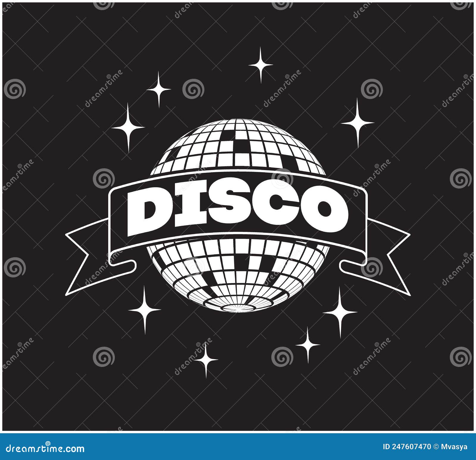 disco ball  icon. party template dj disco party banner. retro music poster. 80s. party 70s.
