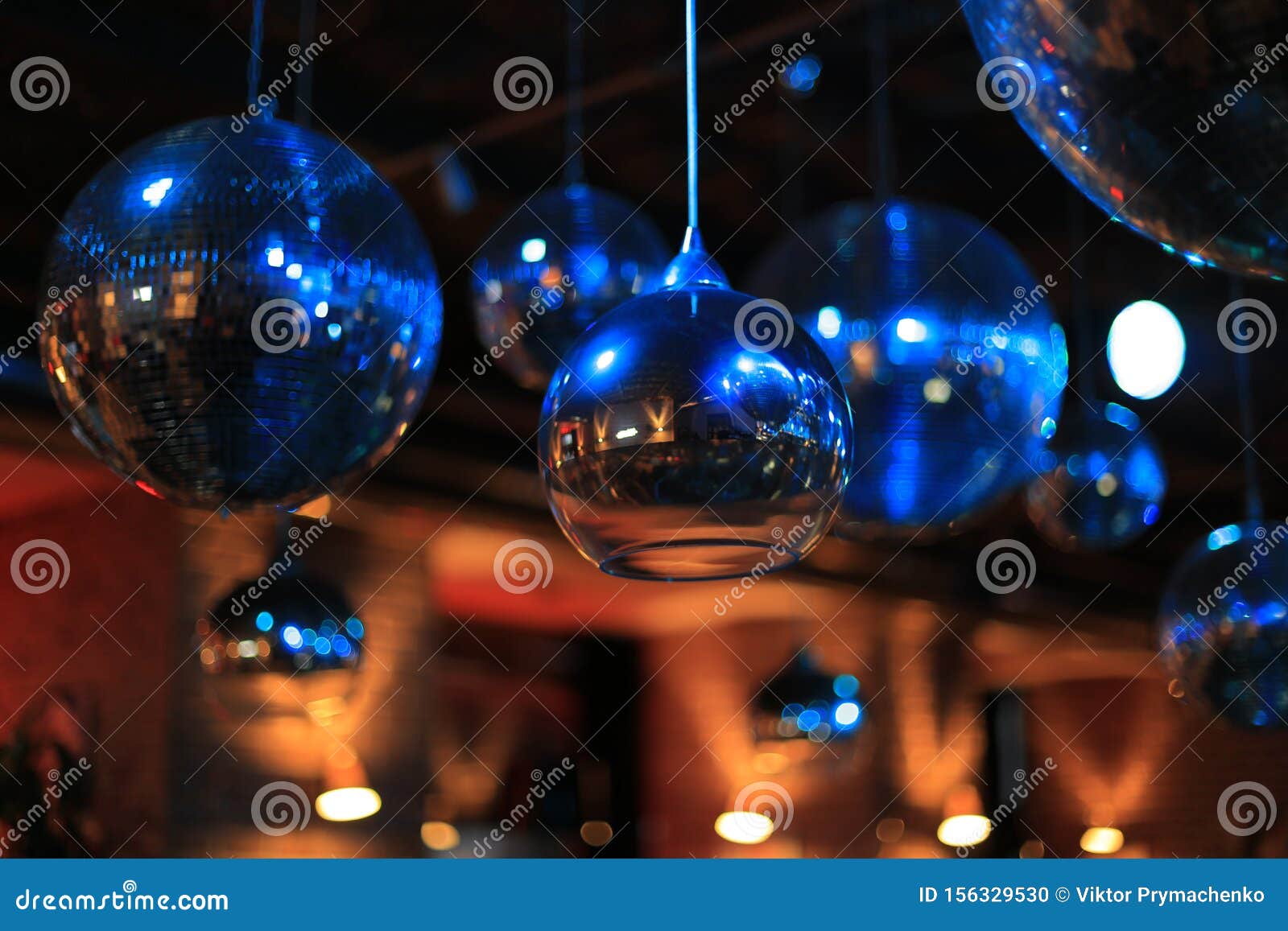 Disco balls in night club stock photo. Image of celebrate - 156329530