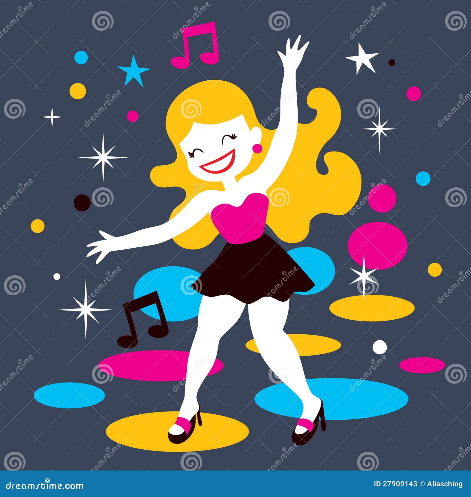 Disco dance girl stock vector. Illustration of party 27909143