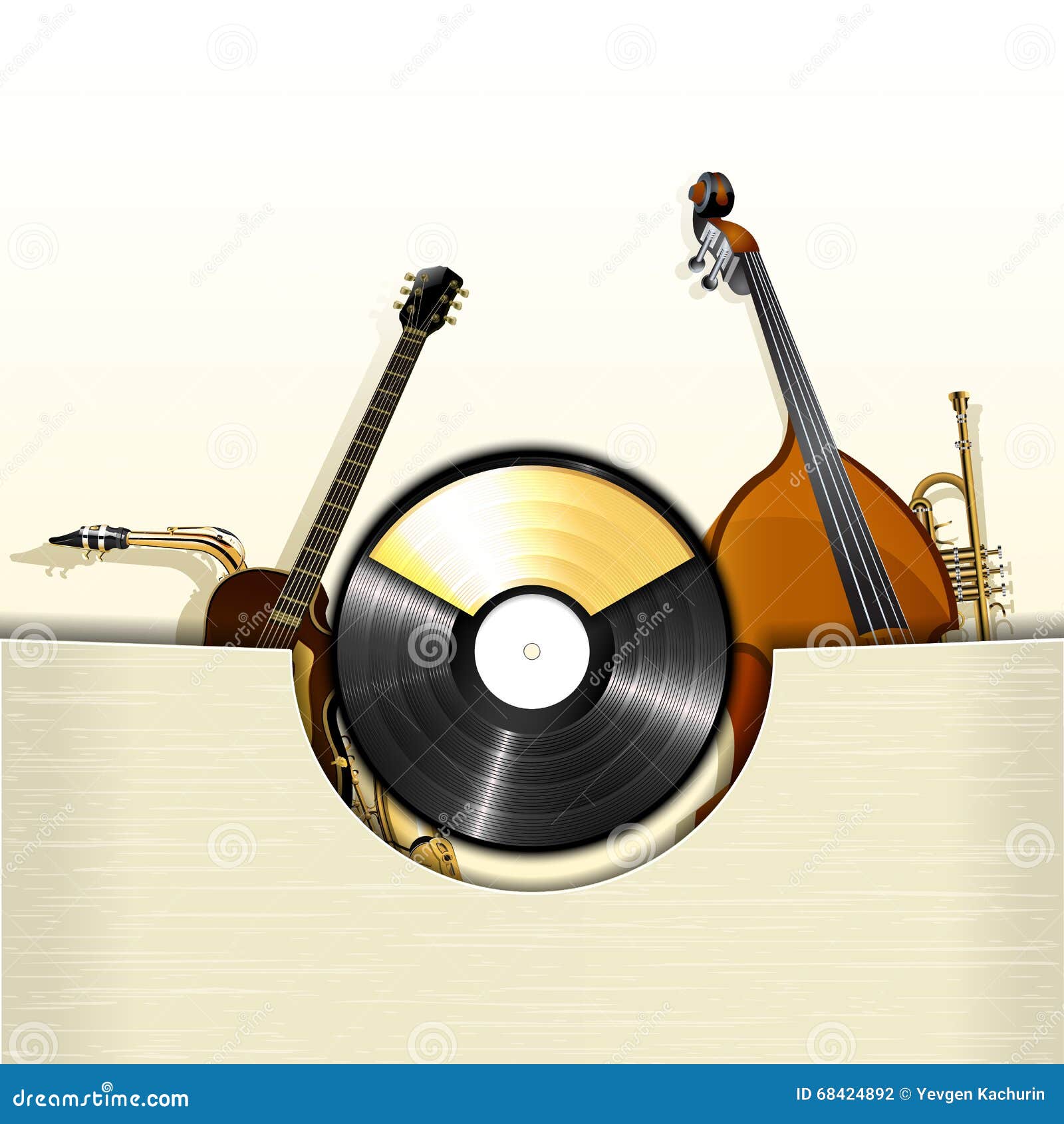 Disco De Vinilo Con Los Instrumentos Del Sobre Y Del Jazz Ilustración del  Vector - Ilustración de juego, funcionamiento: 68424892