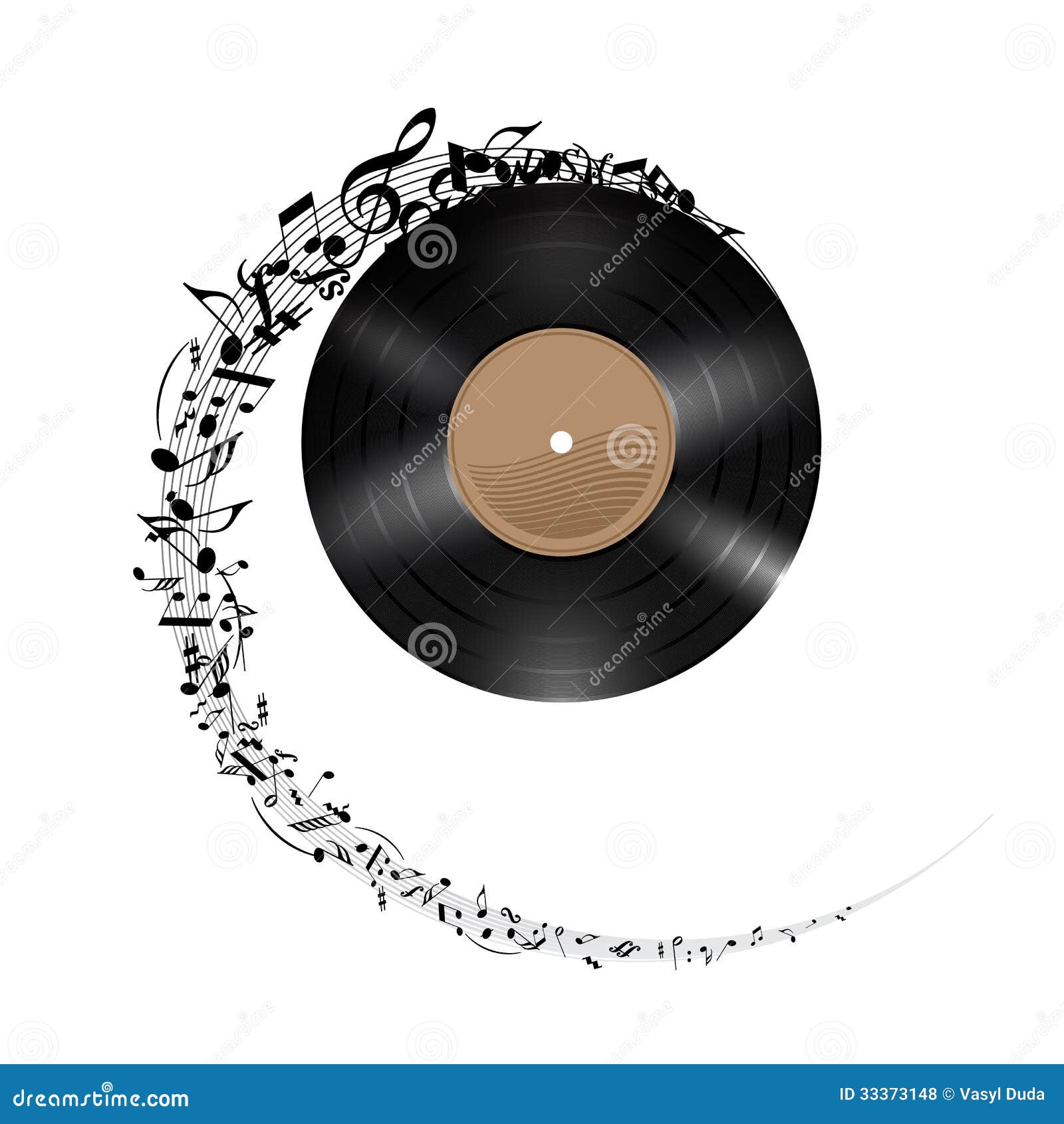 Disco Del Vinilo Con Las Notas De La Música. Ilustración del Vector -  Ilustración de balanceo, fondo: 33373148