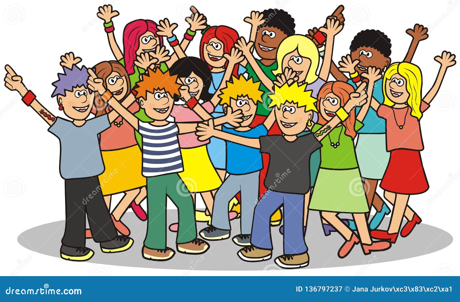 Disco, Group of Teens, Vector Icon Stock Vector - Illustration of crowd,  arms: 136797237