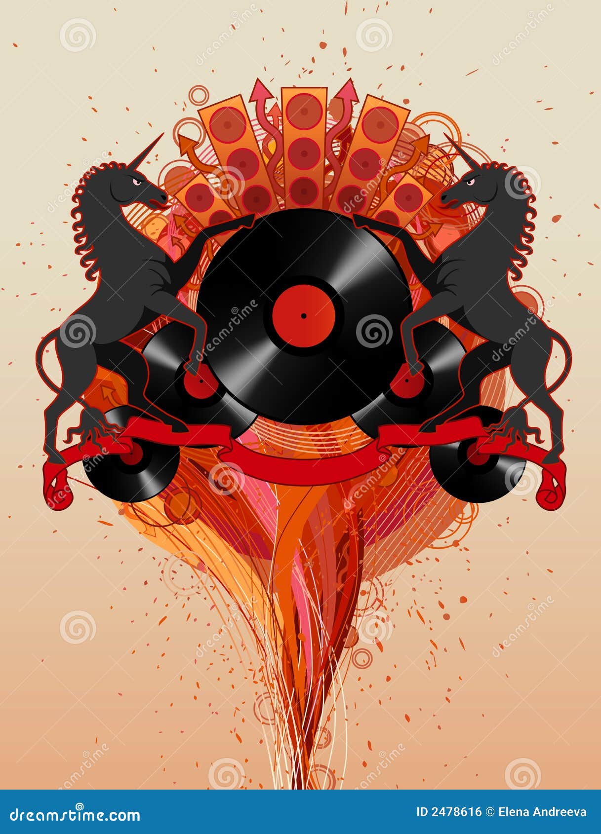 Disco horses stock vector. Illustration of boombox, frame 2478616